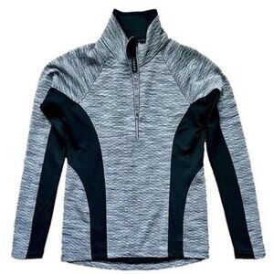 90 DEGREE By REFLEX 1/4 Zip Activewear Pullover Black Grey Quilted Stretch Large